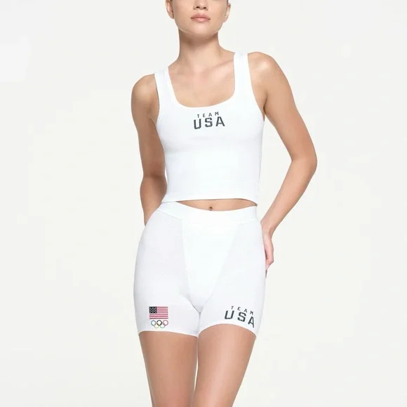 SKIMS Team USA White Crop Tank Top - Picture 2 of 5